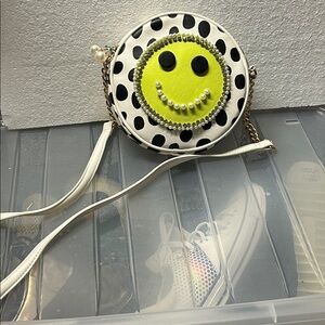 Betsey Johnson Pearl Smile Polka Dot Crossbody White‎ Black Neon Yellow